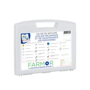 iFarmor - Valise de secours ATELIER MÉCANIQUE ET MAINTENANCE 4/6 personnes permettant de soigner & protéger. Elle contient sparadrap, pince à écharde avec loupe...