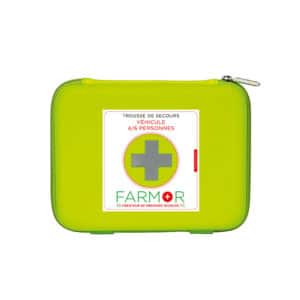 iFarmor - Trousse de secours Véhicule 2/4 personnes permettant de soigner. Contient éthylotest chimique, couverture de survie
