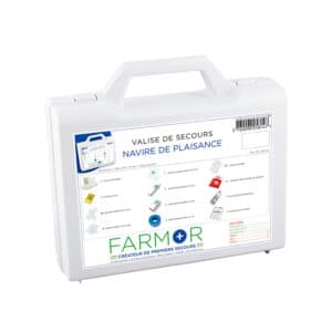 iFarmor - Valise de secours Navire de plaisance permettant de soigner. Elle contient bandes de crêpe, flacon de 100 ml de gel hydroalcoolique...