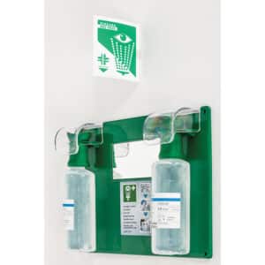 iFarmor - Station oculaire murale contenant 2 flacons de sérum physiologique stérile 500 ml pour les rinçages oculaires