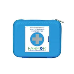 iFarmor - Trousse de secours AGRO-ALIMENTAIRE 4/8 personnes permettant de soigner. Elle contient compresses imprégnées nettoyante à la chlorhexidine, compresses...