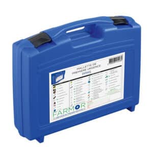 iFarmor - Mallette de secours 20/30 personnes PPMS (Plan Particulier de Mise en Sûreté) permet de soigner et protéger. Contient thermomètre frontal, sparadrap...
