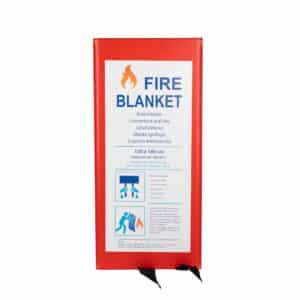 Farmor - Couverture anti-feu rigide 120 cm x 180 cm, contenue dans un étui tissu rouge