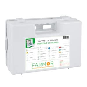 iFarmor - Coffret multirisques de secours en ABS établi selon les recommandations de la médecine du travail, permettant de soigner.