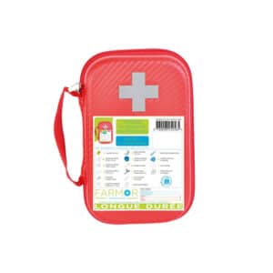 iFarmor - Trousse de secours longue durée jusqu’à 10 personnes. Elle contient bandes extensibles, sérum physiologique, aérosol de 50 ml d’eau nettoyante stérile
