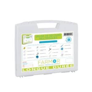 iFarmor - Valise de secours longue durée jusqu’à 10 personnes. Elle contient bandes extensibles, compresses anti coup, aérosol de 50 ml d’eau nettoyante stérile