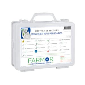 iFarmor - Coffret de secours MENUISIER 10/12 personnes permettant de soigner & protéger des blessures. Il contient pansement, paire de ciseaux à bouts ronds...