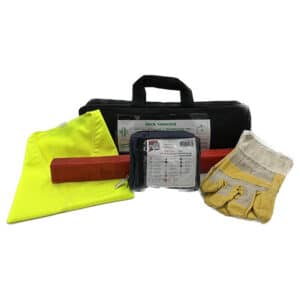iFarmor - Pack véhicule contenant triangle de pré signalisation homologué CEE R 27, gilet fluo de signalisation homologué CE EN 471, une paire de gants et une trousse de secours 2/4 personnes