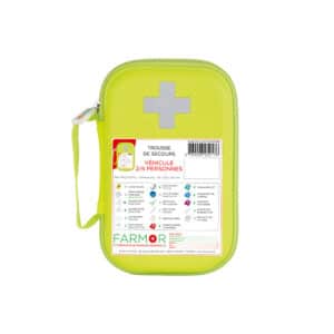 iFarmor - Trousse de secours Véhicule 2/4 personnes permettant de soigner. Contient éthylotest chimique, couverture de survie