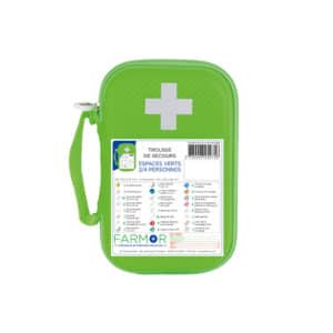 iFarmor - Trousse de secours ESPACES VERTS 2/4 personnes permettant de soigner & protéger. Elle contient des bandes extensibles, compresses nettoyantes...