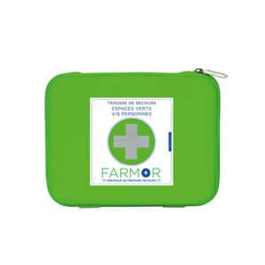 iFarmor - Trousse de secours ESPACES VERTS 4/6 personnes permettant de soigner & de protéger. Elle contient couverture de survie, œillères operculées...