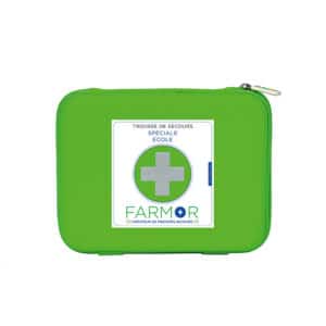 iFarmor - Trousse de secours ÉCOLE grand modèle permettant de soigner & protéger. Elle contient compresses imprégnées de solution hydro alcoolique, sparadrap...