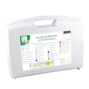 iFarmor - Valise de secours multirisques 20 personnes, permettant de soigner. Elle contient pulvérisateur de solution nettoyante, pansement à découper.