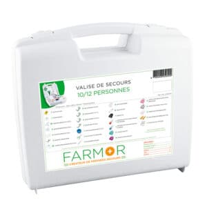 iFarmor - Valise de secours 10/12 personnes en Polypropylène permettant de soigner. Elle contient écharpe triangulaire, pansements compressifs …
