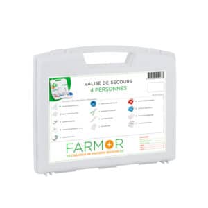 iFarmor - Valise de secours 4 personnes en polypropylène permettant de soigner. Elle contient bandes extensibles, sérum physiologique…