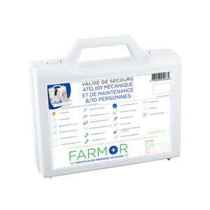 iFarmor - Valise de secours ATELIER MAINTENANCE ET MÉCANIQUE 8/10 personnes permettant de soigner & protéger. Elle contient sparadrap, pince à écharde avec loupe...