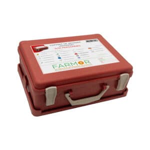 iFarmor - Coffret de secours 5/10 personnes permettant de soigner. Emballage recyclable, coffret en polypropylène, composé de 30 à 40 % de farine de bois