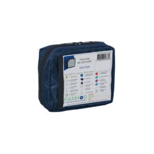 iFarmor - Trousse de secours Grutier composée de compresses anti coup au calendula, dosettes de sérum physiologique et même des sacs urinoirs mixtes