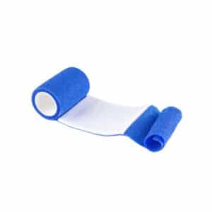 iFarmor - Bandes extensibles 6 cm x 2 m avec compresse 6 cm x 8 cm auto-adhésives contenant une compresse non adhérente à appliquer directement sur la plaie. Pansement compressif sur bande cohésive bleue repositionnables, hémostatiques, perméables et hypoallergène.