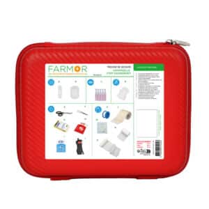 Trousse de secours Stop Saignement en PU rouge rigide et imperméable